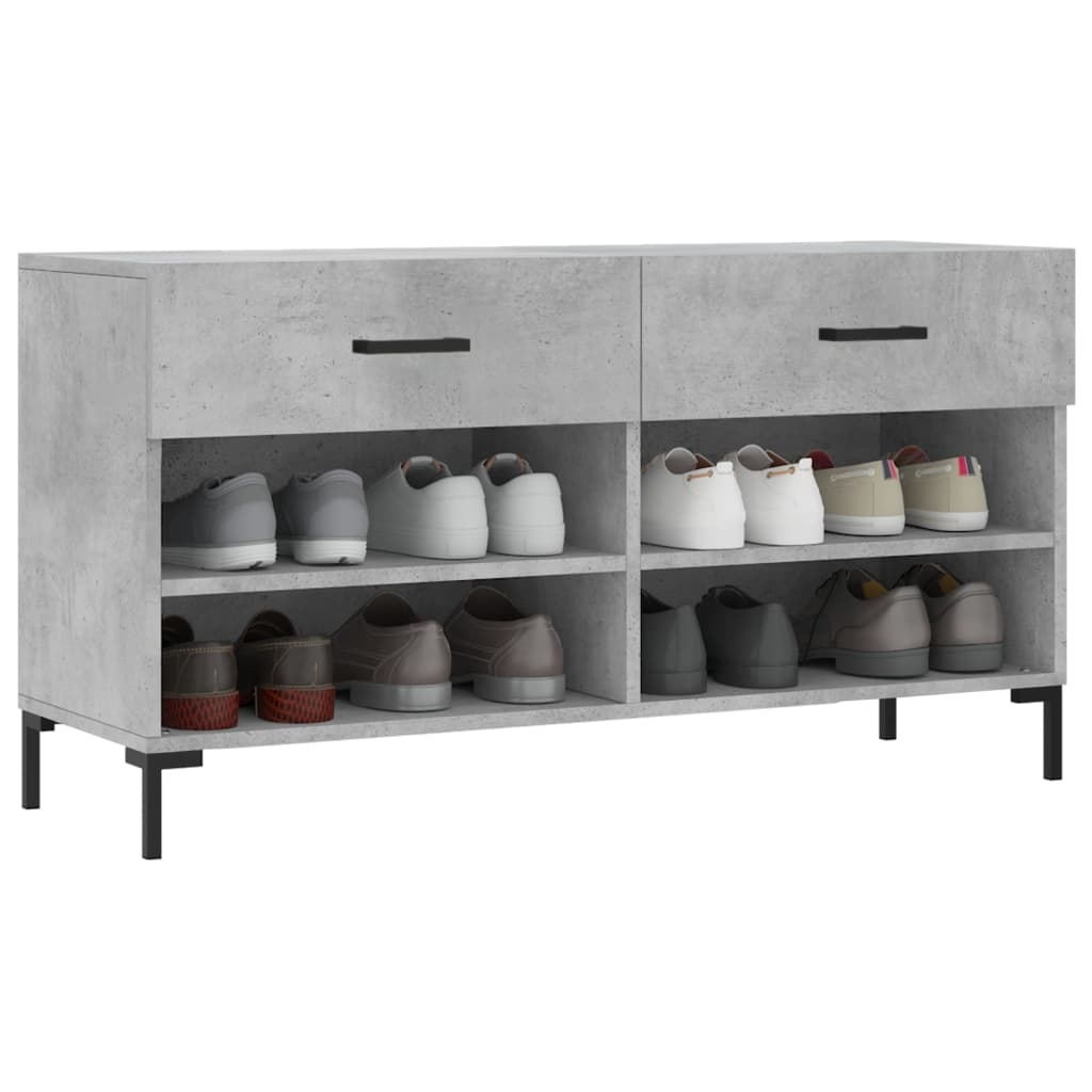 VidaXL Schoenenbank 102x35x55 cm bewerkt hout betongrijs