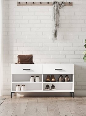 VidaXL Schoenenbank 102x35x55 cm bewerkt hout hoogglans wit