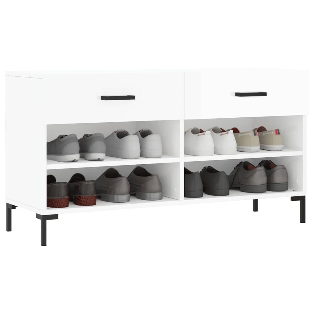 VidaXL Schoenenbank 102x35x55 cm bewerkt hout hoogglans wit