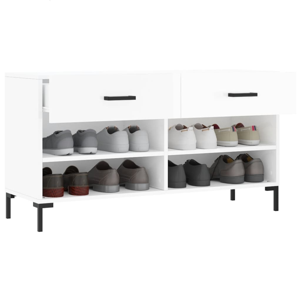 VidaXL Schoenenbank 102x35x55 cm bewerkt hout hoogglans wit