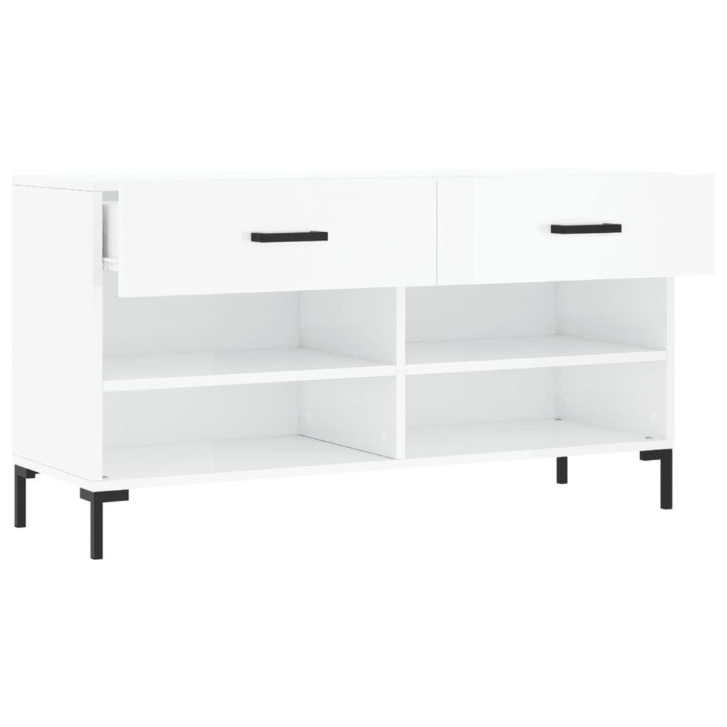VidaXL Schoenenbank 102x35x55 cm bewerkt hout hoogglans wit