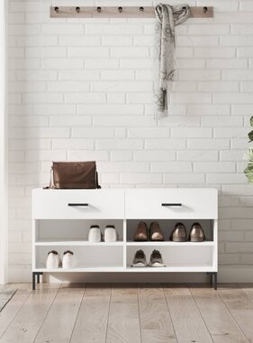 VidaXL Schoenenbank 102x35x55 cm bewerkt hout wit