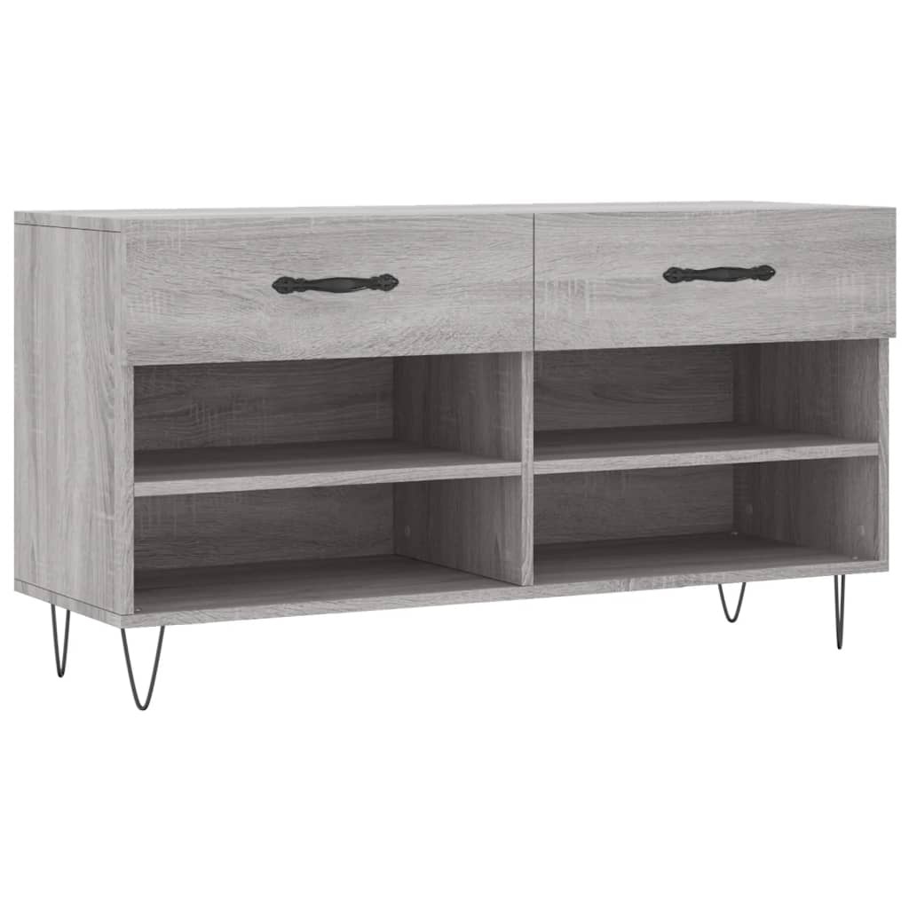 VidaXL Schoenenbank 102x35x55 cm bewerkt hout grijs sonoma eikenkleur
