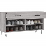 VidaXL Schoenenbank 102x35x55 cm bewerkt hout grijs sonoma eikenkleur