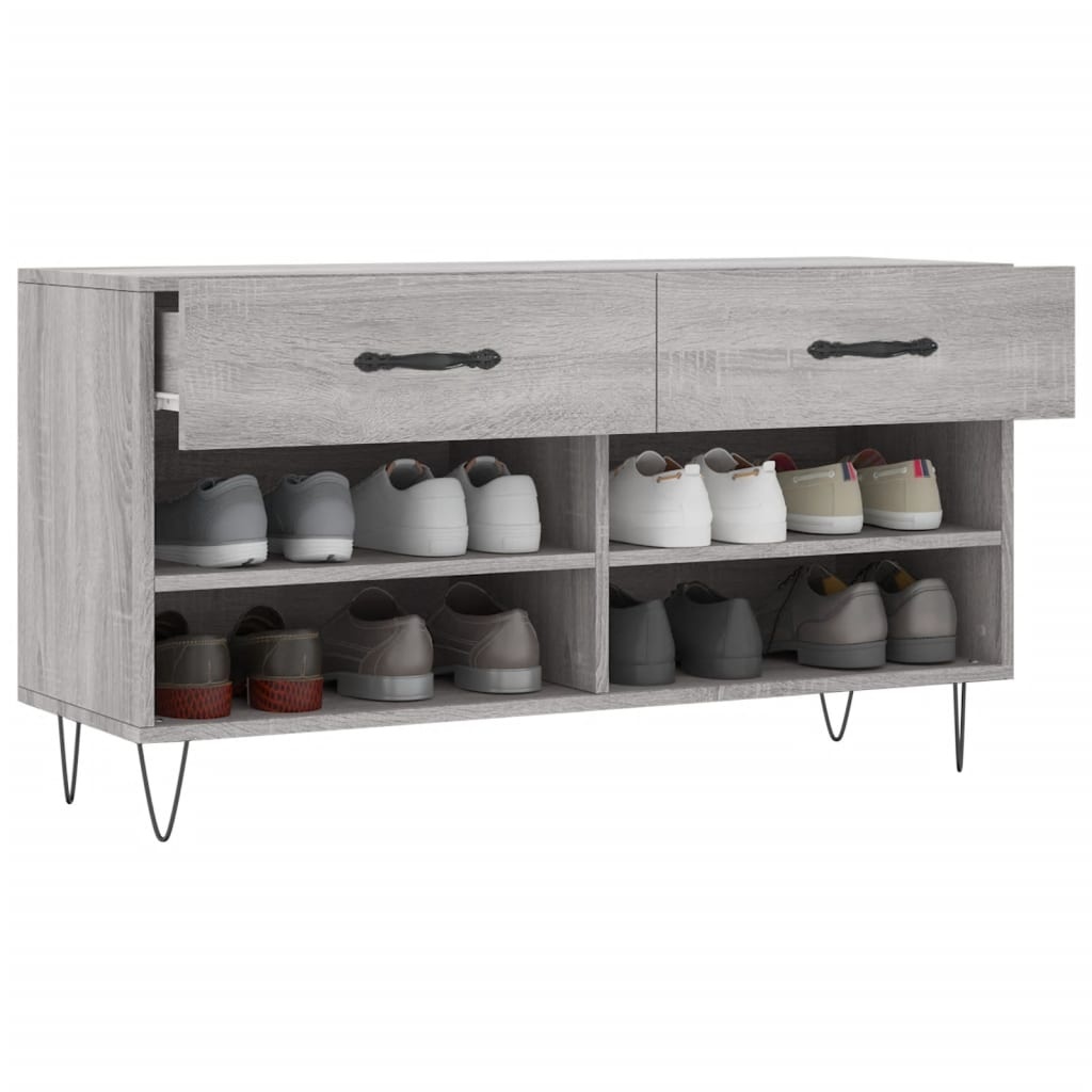 VidaXL Schoenenbank 102x35x55 cm bewerkt hout grijs sonoma eikenkleur