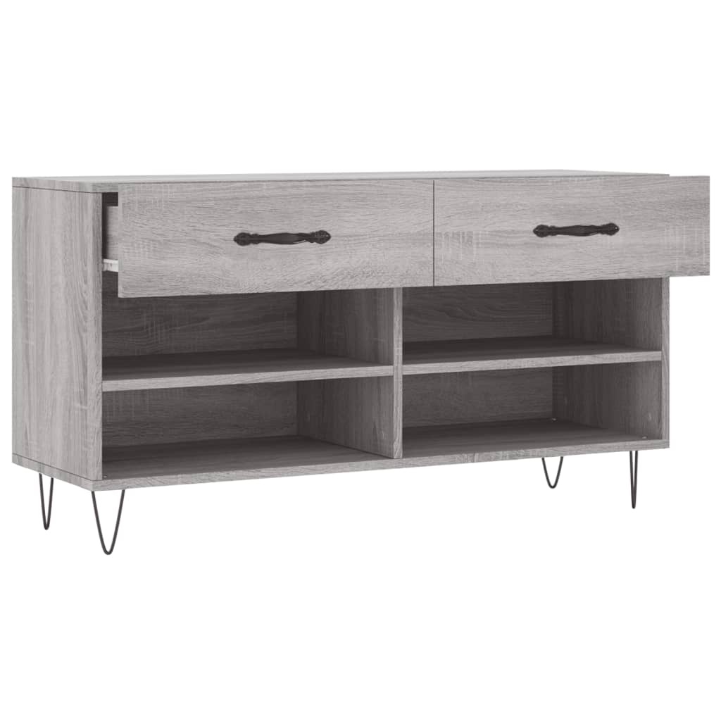 VidaXL Schoenenbank 102x35x55 cm bewerkt hout grijs sonoma eikenkleur