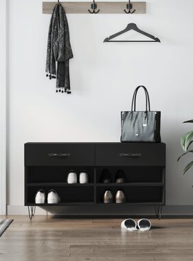 VidaXL Schoenenbank 102x35x55 cm bewerkt hout zwart