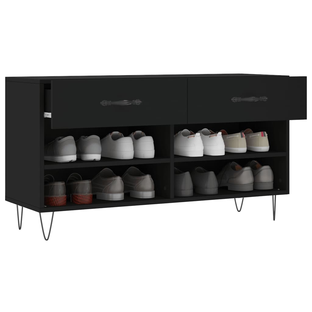 VidaXL Schoenenbank 102x35x55 cm bewerkt hout zwart