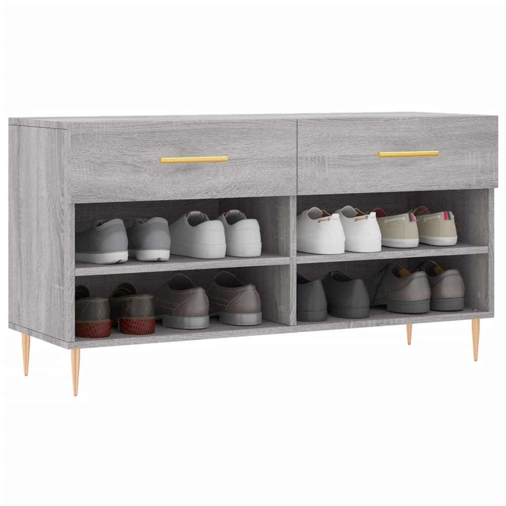 VidaXL Schoenenbank 102x35x55 cm bewerkt hout grijs sonoma eikenkleur