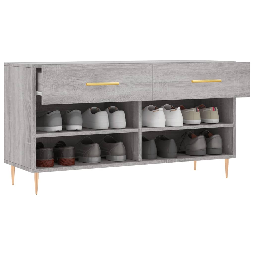 VidaXL Schoenenbank 102x35x55 cm bewerkt hout grijs sonoma eikenkleur