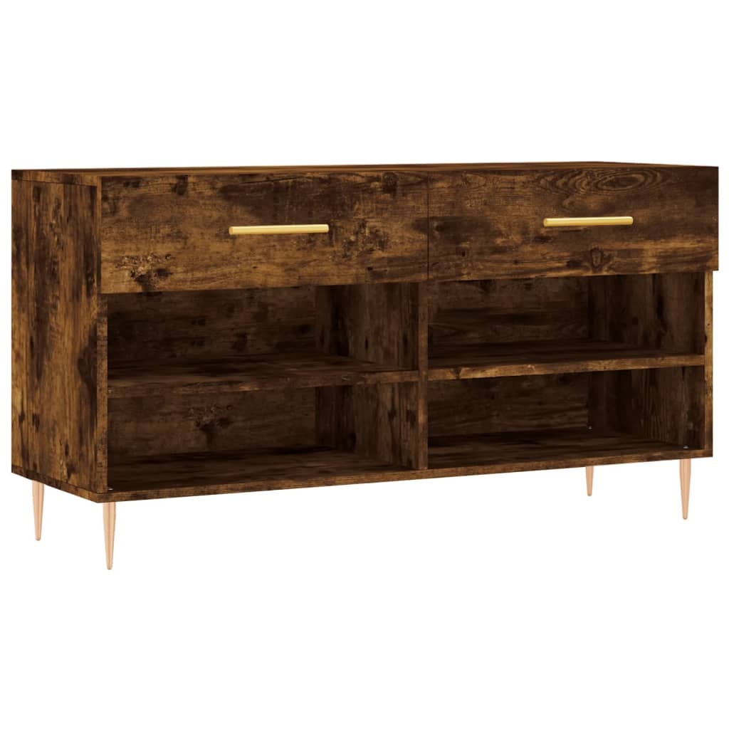VidaXL Schoenenbank 102x35x55 cm bewerkt hout gerookt eikenkleurig
