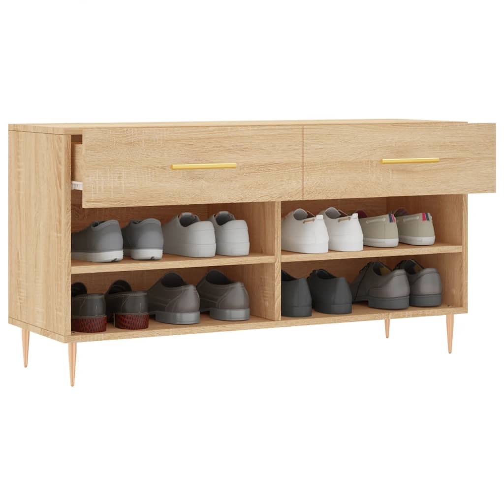 VidaXL Schoenenbank 102x35x55 cm bewerkt hout sonoma eikenkleurig