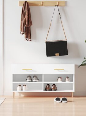 VidaXL Schoenenbank 102x35x55 cm bewerkt hout hoogglans wit