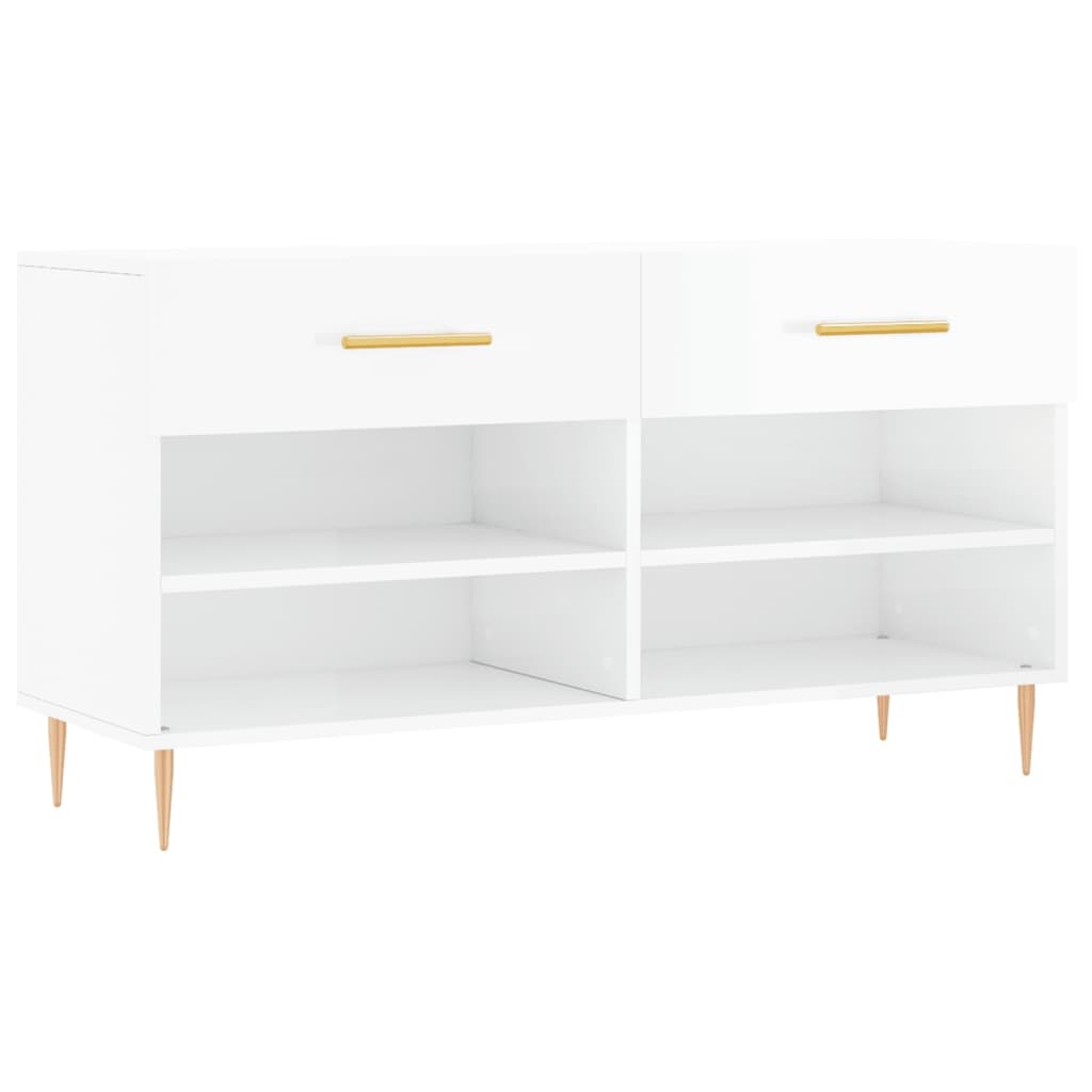 VidaXL Schoenenbank 102x35x55 cm bewerkt hout hoogglans wit