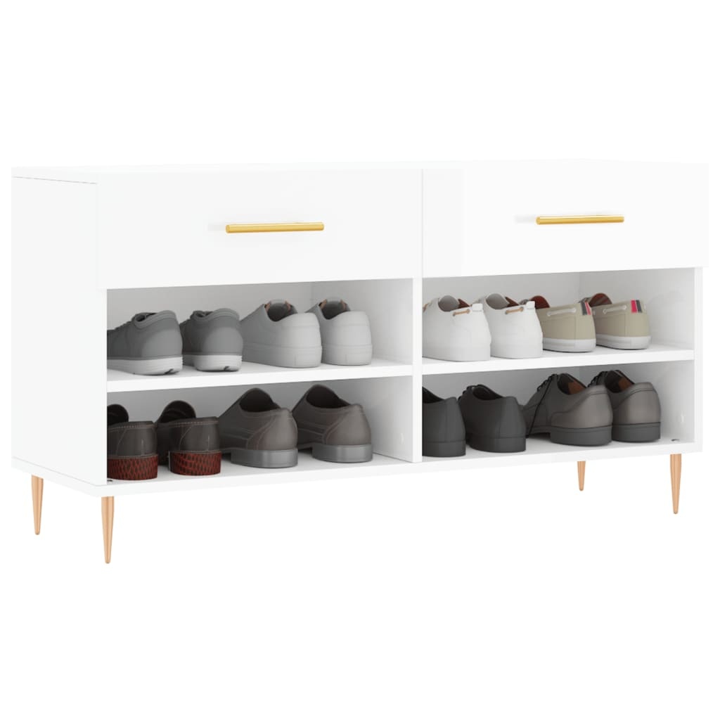 VidaXL Schoenenbank 102x35x55 cm bewerkt hout hoogglans wit