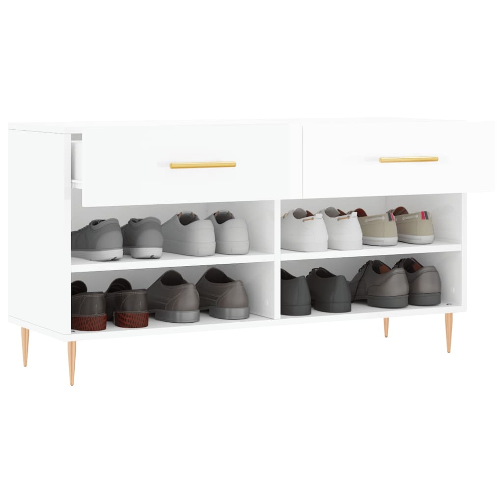 VidaXL Schoenenbank 102x35x55 cm bewerkt hout hoogglans wit