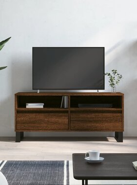 vidaXL Tv-meubel 100x34,5x44,5 cm bewerkt hout bruineikenkleurig