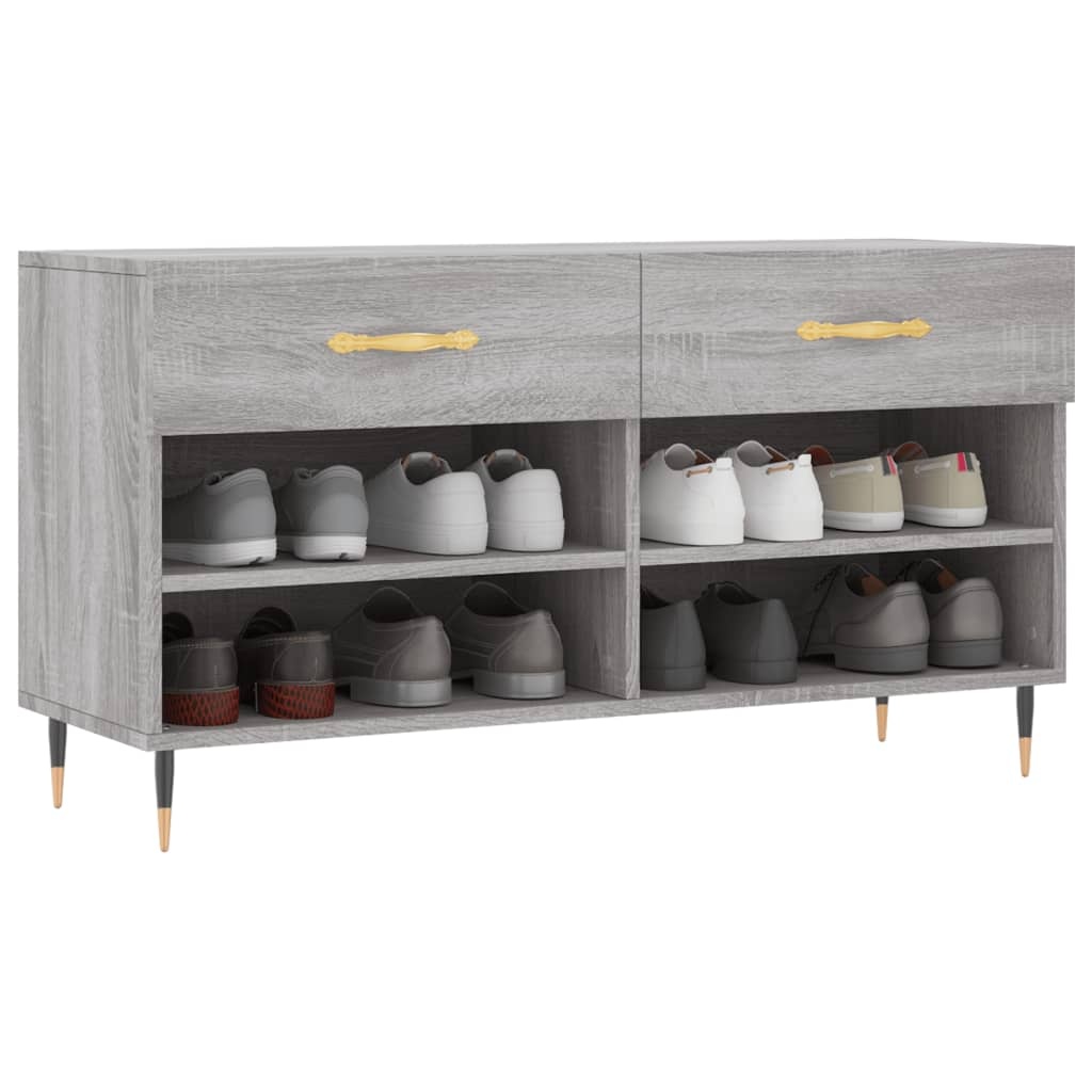 vidaXL Schoenenbank 102x35x55 cm bewerkt hout grijs sonoma eikenkleur