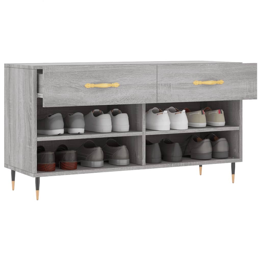 vidaXL Schoenenbank 102x35x55 cm bewerkt hout grijs sonoma eikenkleur