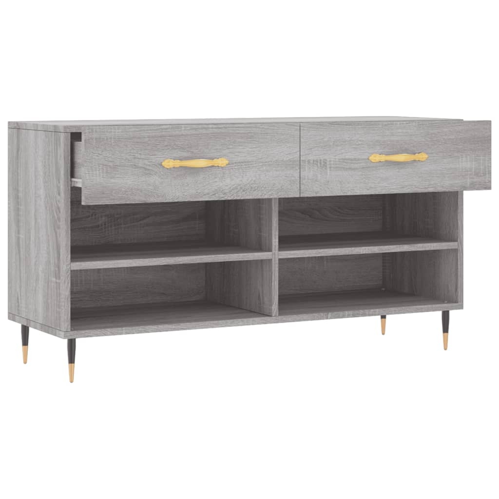 vidaXL Schoenenbank 102x35x55 cm bewerkt hout grijs sonoma eikenkleur