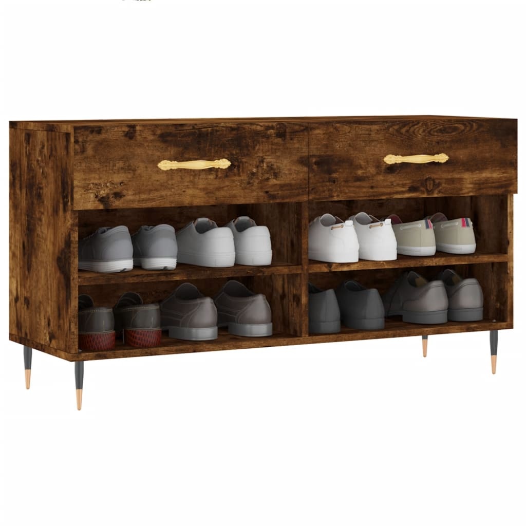 VidaXL Schoenenbank 102x35x55 cm bewerkt hout gerookt eikenkleurig