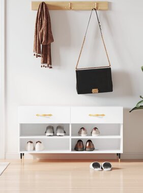 VidaXL Schoenenbank 102x35x55 cm bewerkt hout hoogglans wit