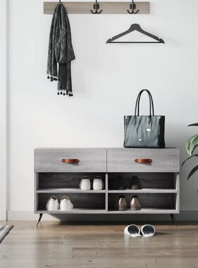 VidaXL Schoenenbank 102x35x55 cm bewerkt hout grijs sonoma eikenkleur