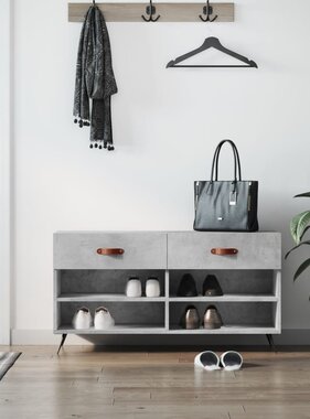 VidaXL Schoenenbank 102x35x55 cm bewerkt hout betongrijs