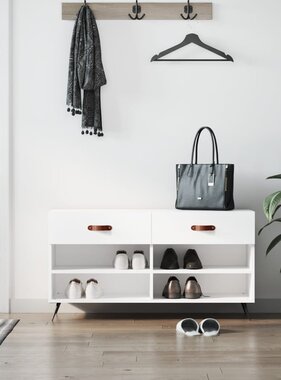 VidaXL Schoenenbank 102x35x55 cm bewerkt hout hoogglans wit