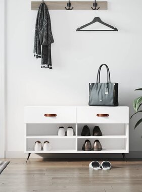 VidaXL Schoenenbank 102x35x55 cm bewerkt hout wit