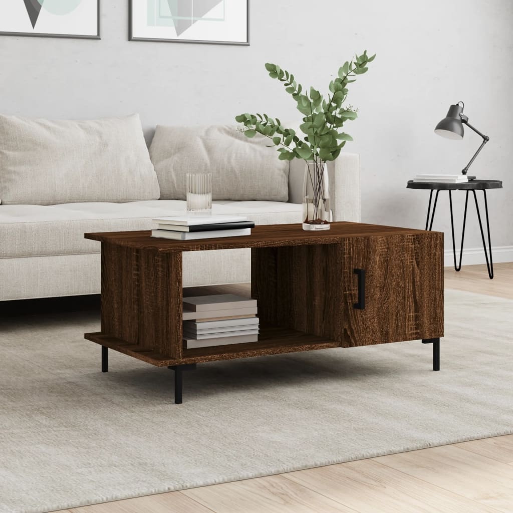 VidaXL Salontafel 90x50x40 cm bewerkt hout bruineikenkleurig