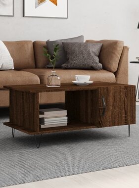 VidaXL Salontafel 90x50x40 cm bewerkt hout bruineikenkleurig