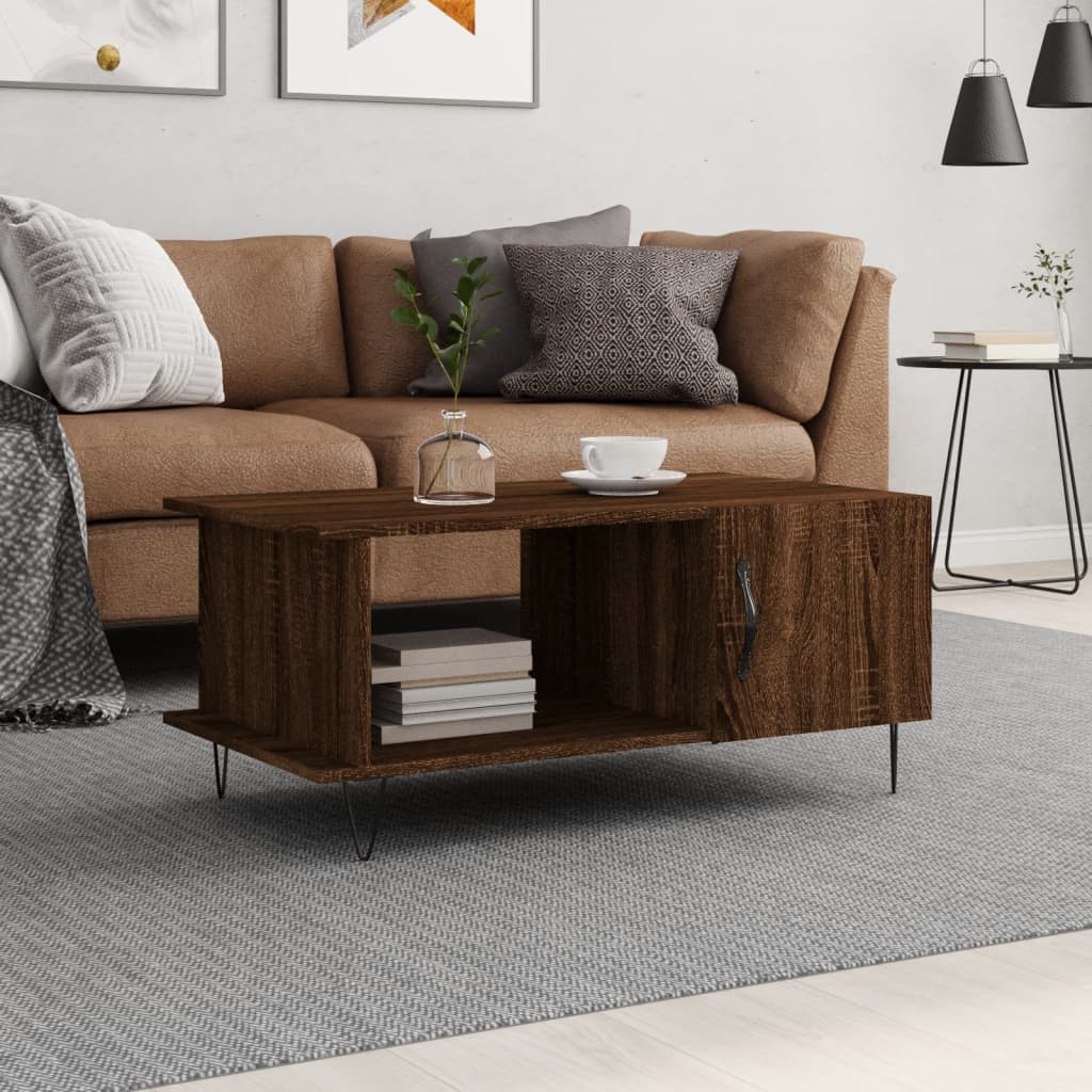 VidaXL Salontafel 90x50x40 cm bewerkt hout bruineikenkleurig