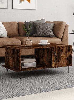 VidaXL Salontafel 90x50x40 cm bewerkt hout gerookt eikenkleurig