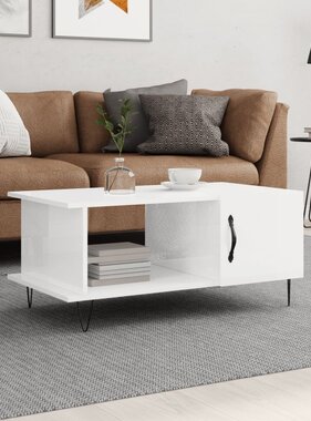 VidaXL Salontafel 90x50x40 cm bewerkt hout hoogglans wit