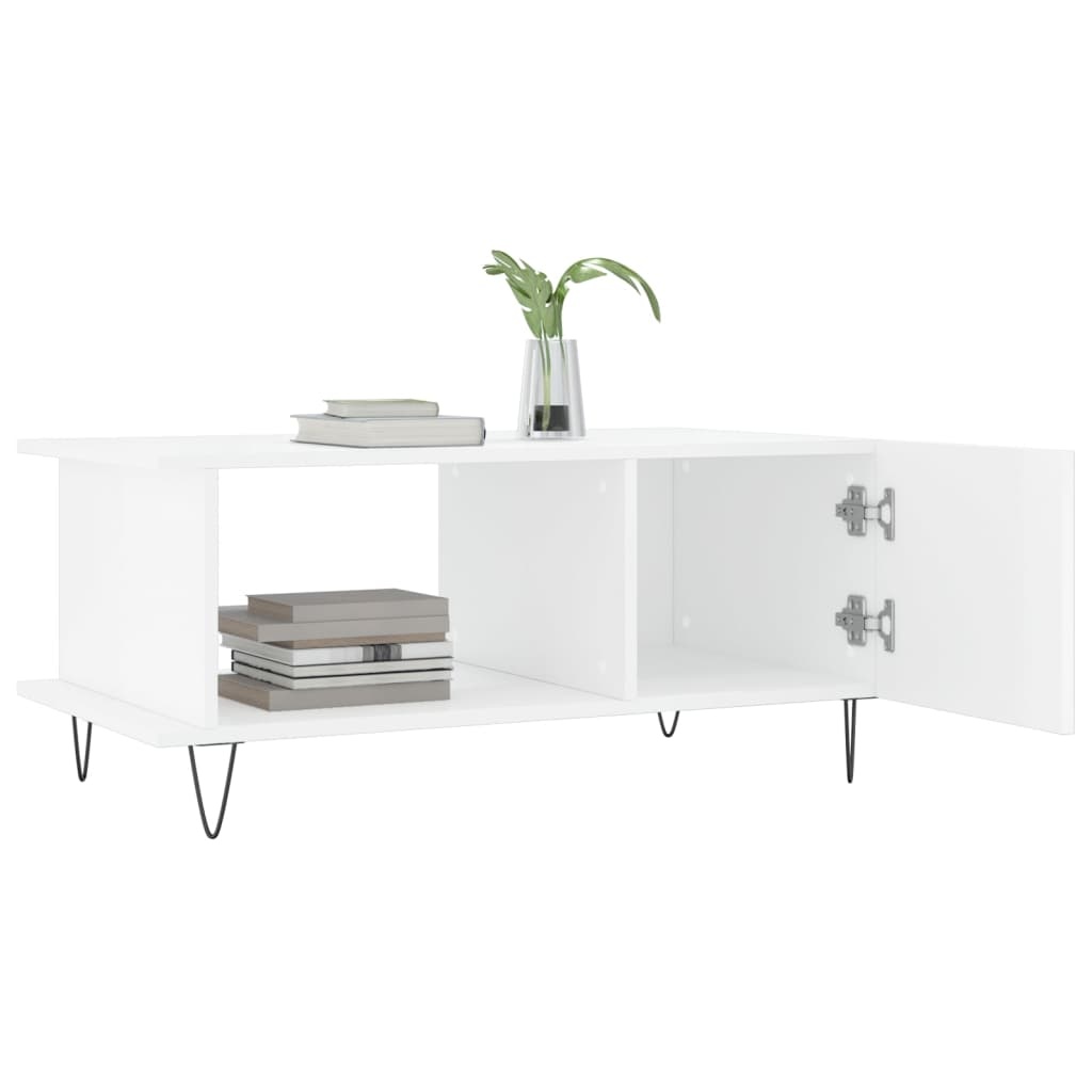 VidaXL Salontafel 90x50x40 cm bewerkt hout hoogglans wit