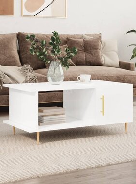 VidaXL Salontafel 90x50x40 cm bewerkt hout hoogglans wit