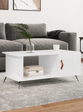 VidaXL Salontafel 90x50x40 cm bewerkt hout hoogglans wit