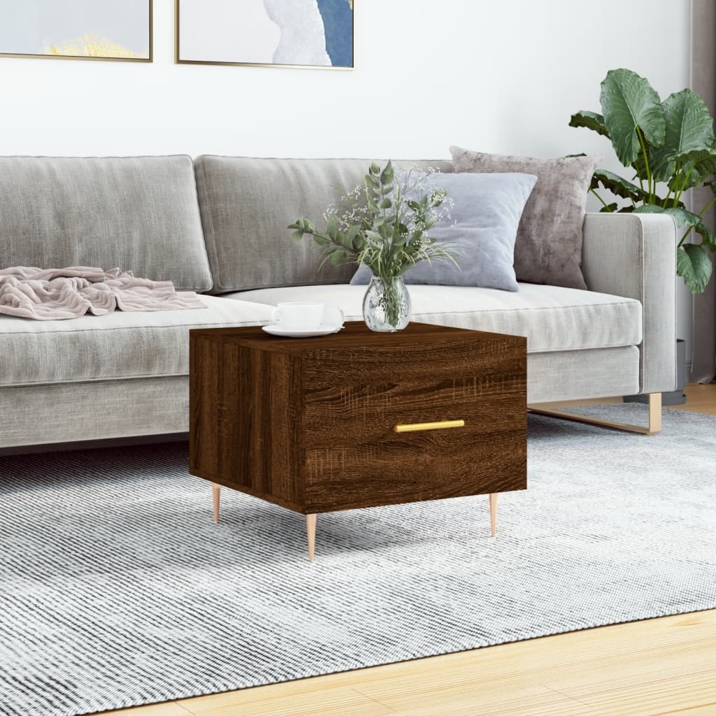 VidaXL Salontafel 50x50x40 cm bewerkt hout bruineikenkleurig