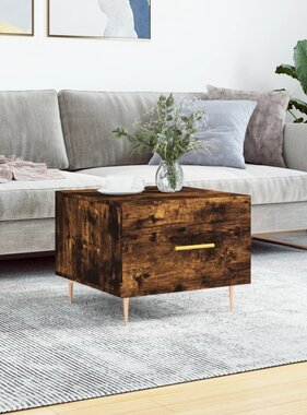 VidaXL Salontafel 50x50x40 cm bewerkt hout gerookt eikenkleurig