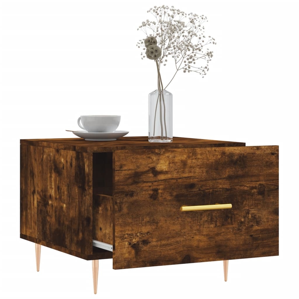 VidaXL Salontafel 50x50x40 cm bewerkt hout gerookt eikenkleurig