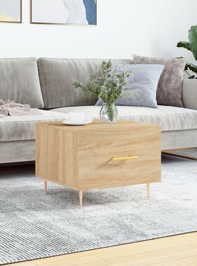 VidaXL Salontafel 50x50x35 cm bewerkt hout sonoma eikenkleurig
