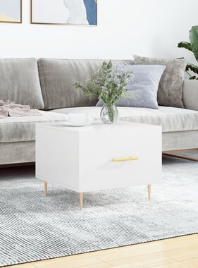 VidaXL Salontafel 50x50x40 cm bewerkt hout hoogglans wit