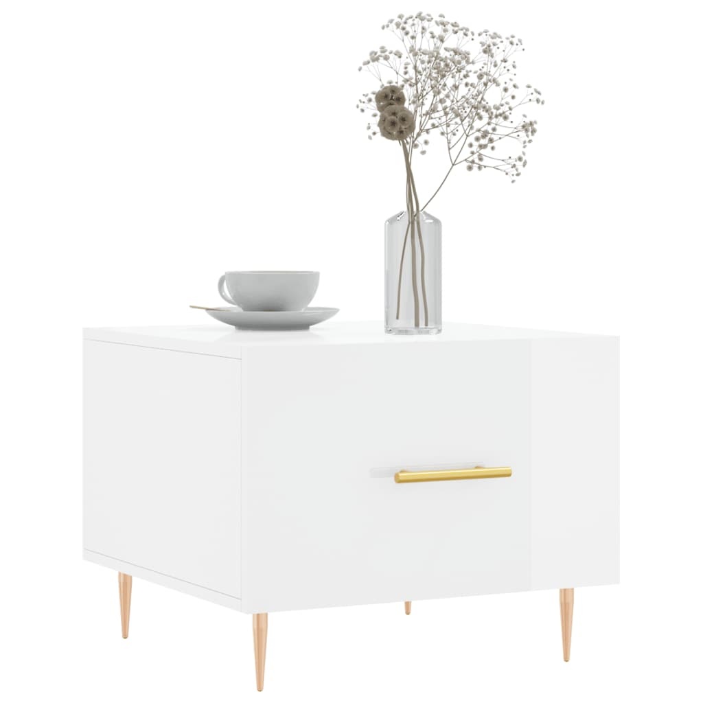 VidaXL Salontafel 50x50x40 cm bewerkt hout hoogglans wit
