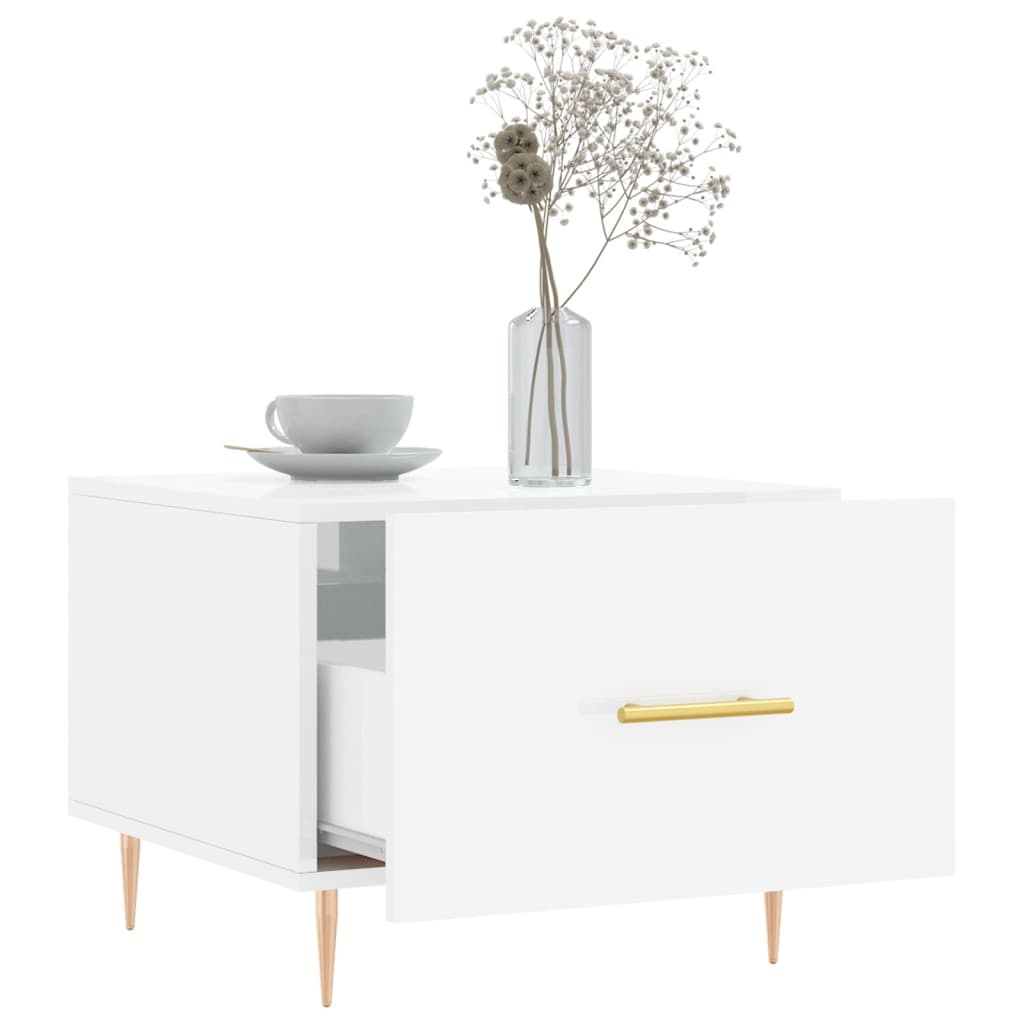 VidaXL Salontafel 50x50x40 cm bewerkt hout hoogglans wit