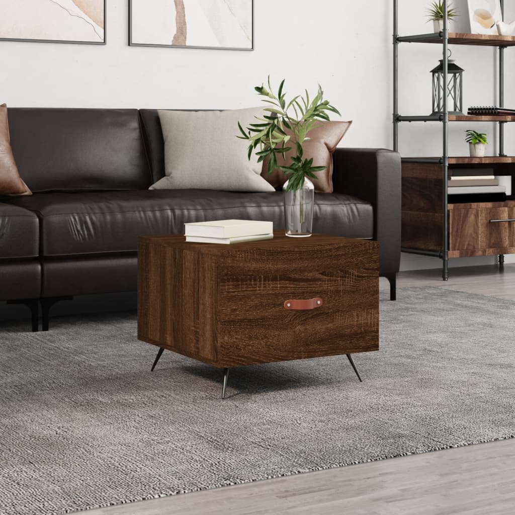 VidaXL Salontafel 50x50x40 cm bewerkt hout bruineikenkleurig