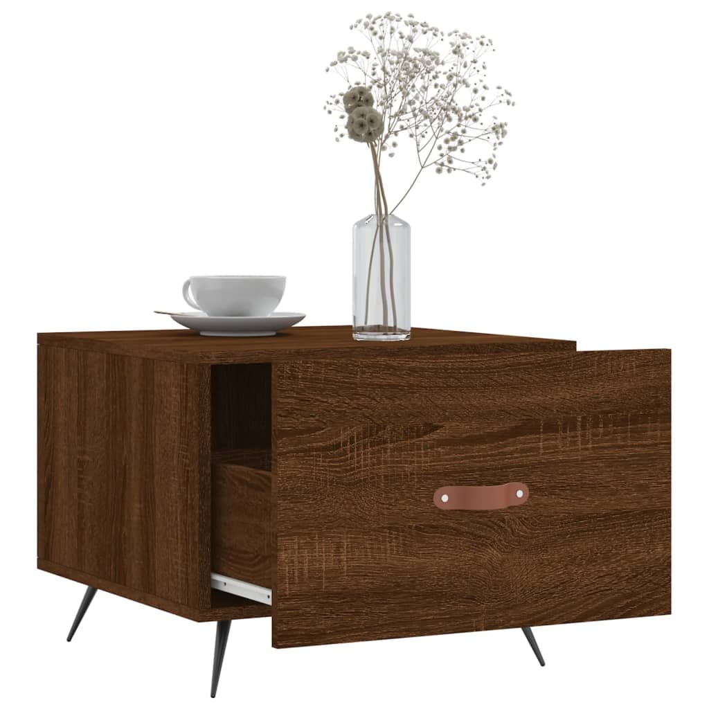 VidaXL Salontafel 50x50x40 cm bewerkt hout bruineikenkleurig