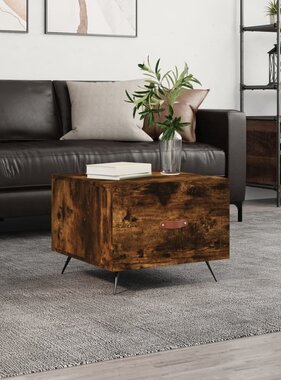 VidaXL Salontafel 50x50x40 cm bewerkt hout gerookt eikenkleurig