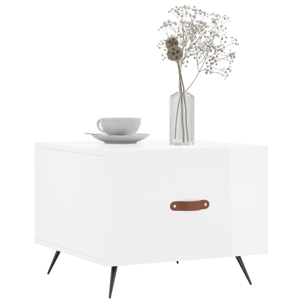 VidaXL Salontafel 50x50x40 cm bewerkt hout hoogglans wit