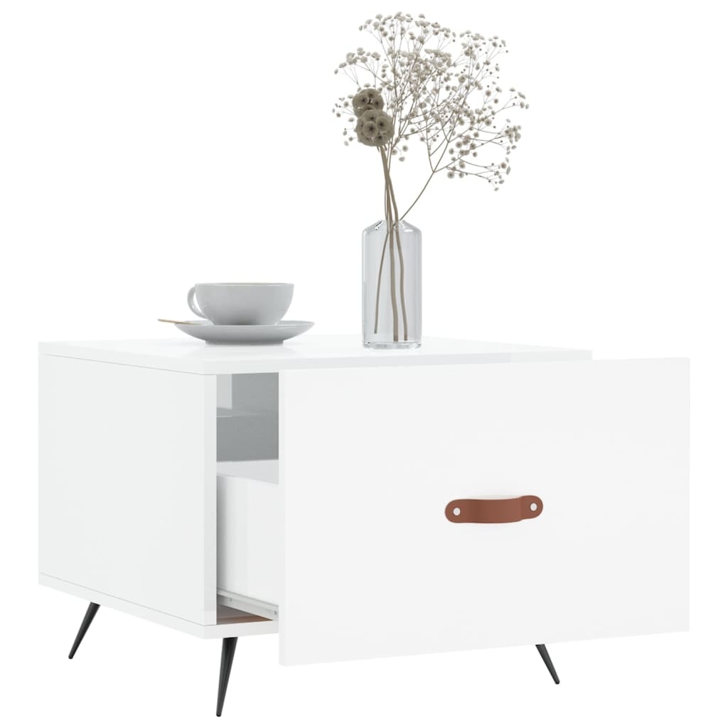 VidaXL Salontafel 50x50x40 cm bewerkt hout hoogglans wit
